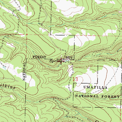 Topographic Map of Forest Spring, OR