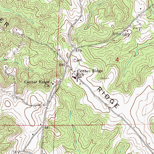 Topographic Map of Center Ridge School, AL