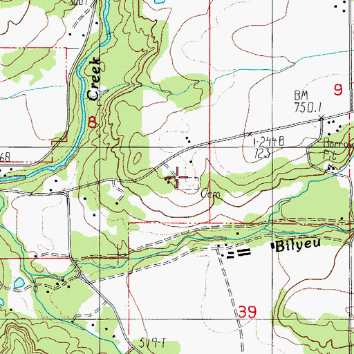 Topographic Map of Bilyeu Cemetery, OR
