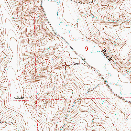 Topographic Map of Flett Cemetery, OR