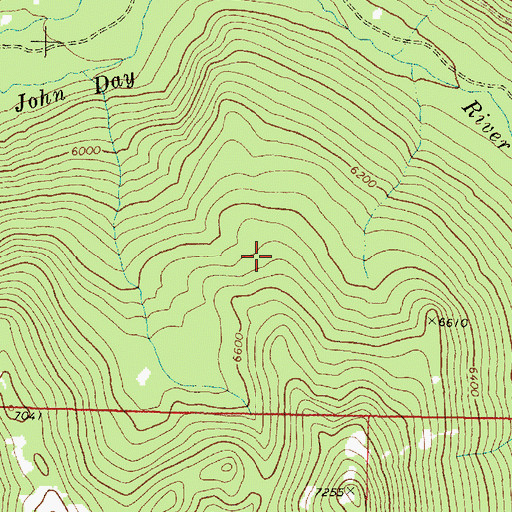 Topographic Map of Peavy Creek, OR
