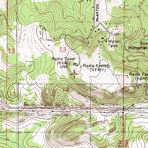 Topographic Map of KBMC-FM, OR