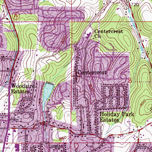 Topographic Map of Centercrest, AL