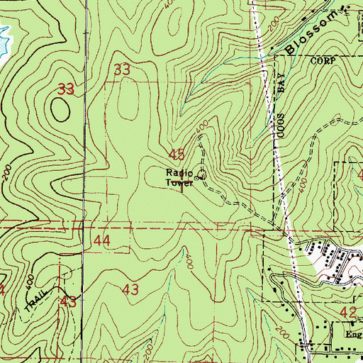 Topographic Map of KYNG-FM, OR