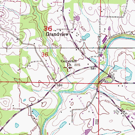 Topographic Map of Center Hill Methodist Church, AL