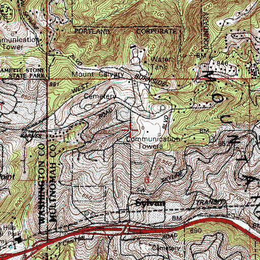 Topographic Map of KLLB-FM, OR