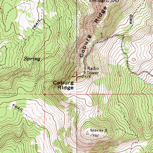 Topographic Map of KPNW-FM, OR