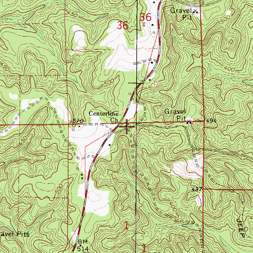 Topographic Map of Centerline Methodist Church, AL