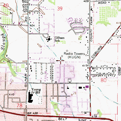 Topographic Map of KUGN-AM, OR