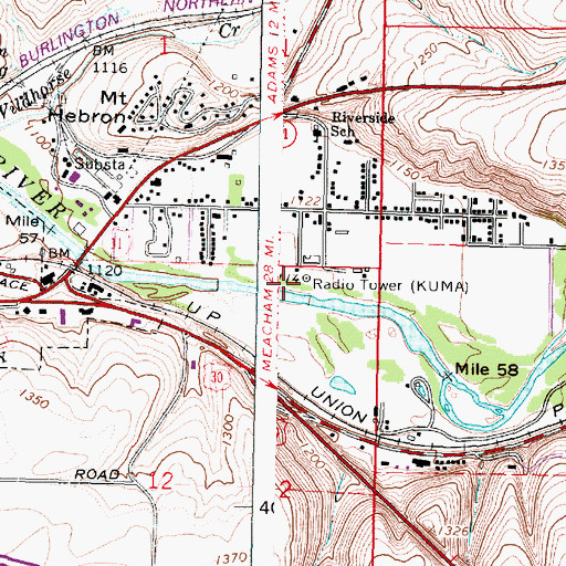 Topographic Map of KUMA - AM, OR