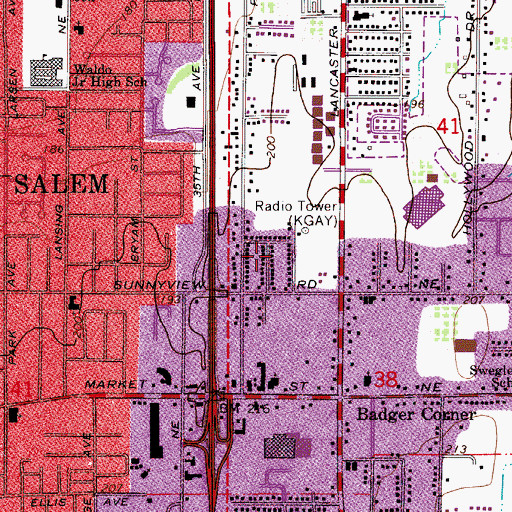 Topographic Map of KGAY-AM, OR