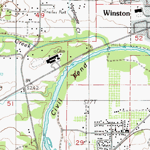 Topographic Map of KGRV-AM, OR