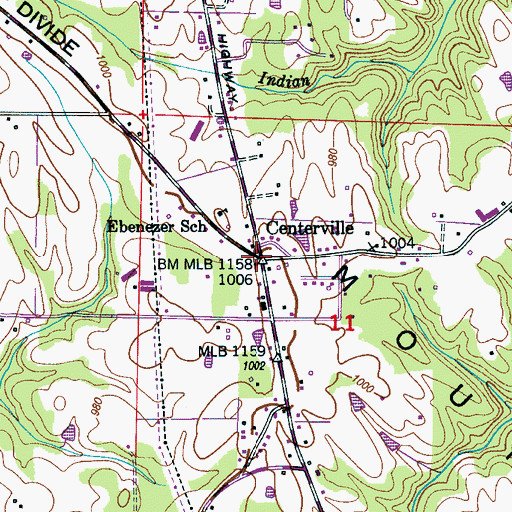 Topographic Map of Centerville, AL