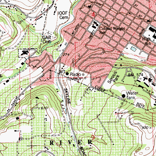 Topographic Map of KODL - AM, OR