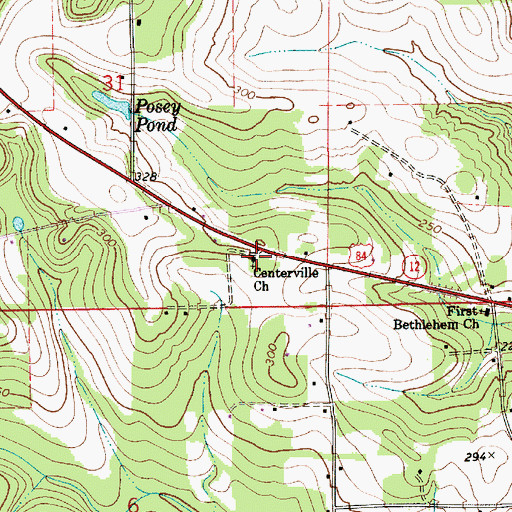 Topographic Map of Centerville Church, AL