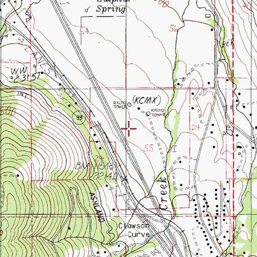 Topographic Map of KCMX-AM, OR