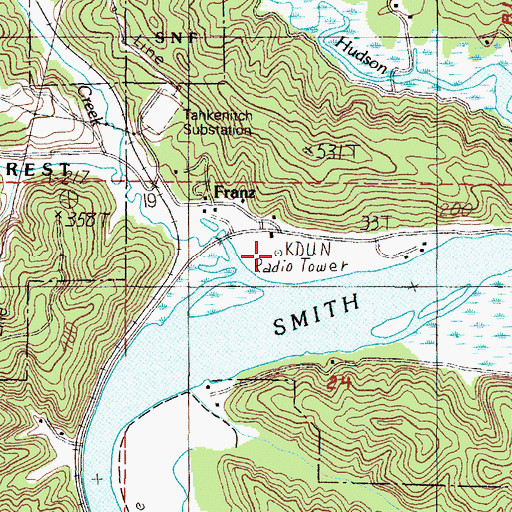 Topographic Map of KDUN-AM, OR