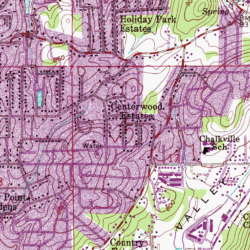 Topographic Map of Centerwood Estates, AL