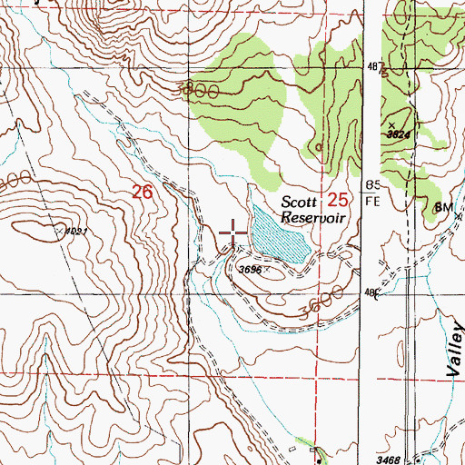 Topographic Map of Scott Dam, OR