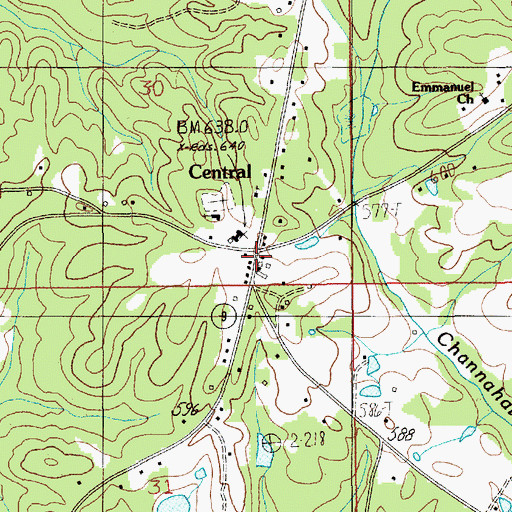 Topographic Map of Central, AL