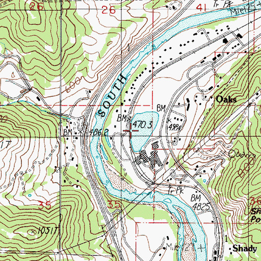 Topographic Map of Sun Studs Log Pond, OR