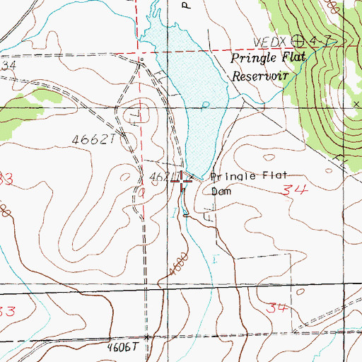 Topographic Map of Pringle Flat Dam, OR