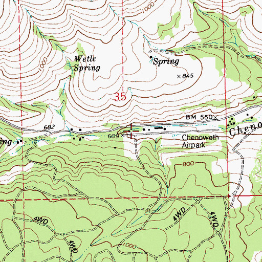 Topographic Map of Chenoweth Airpark Terminal, OR