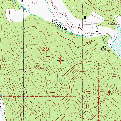 Topographic Map of Yankee Creek Dam, OR