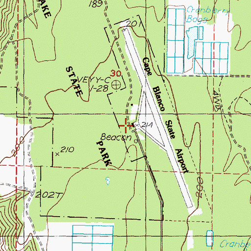 Topographic Map of Cape Blanco State Airport, OR