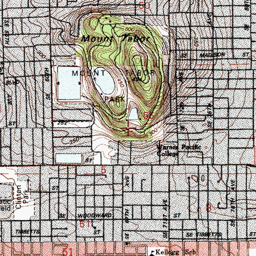 Topographic Map of City of Portland Number 1 Dam, OR