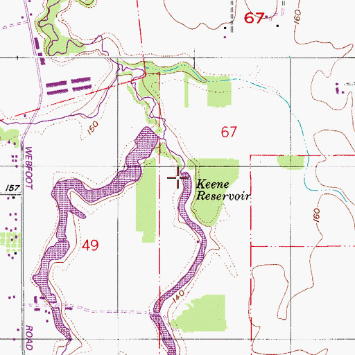 Topographic Map of Keene Dam, OR