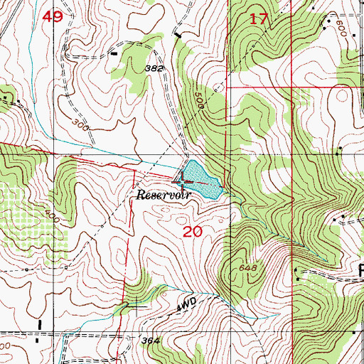 Topographic Map of Kuehne Reservoir, OR