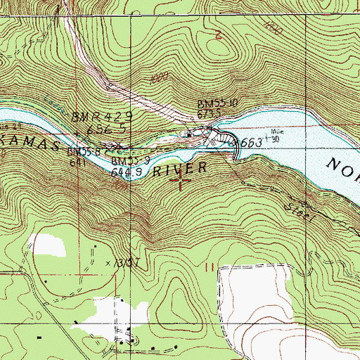 Topographic Map of North Fork Dam, OR