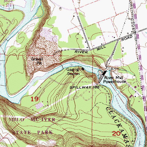 Topographic Map of River Mill Dam, OR