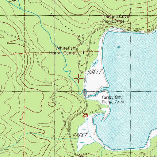 Topographic Map of Tranquil Cove Recreation Site, OR