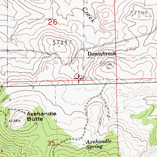 Topographic Map of Axehandle (historical), OR