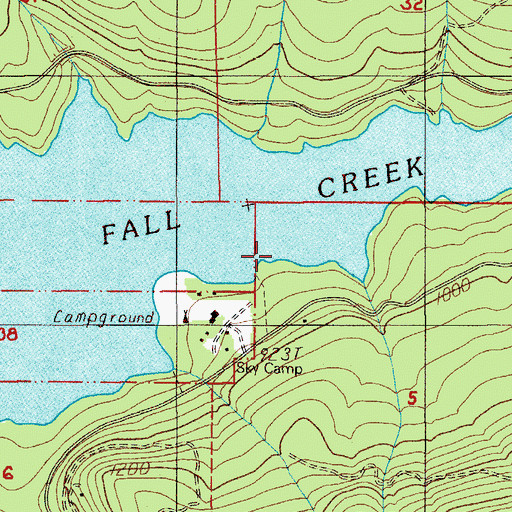 Topographic Map of Fall Creek Lake, OR