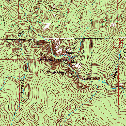 Topographic Map of Frustration Falls, OR