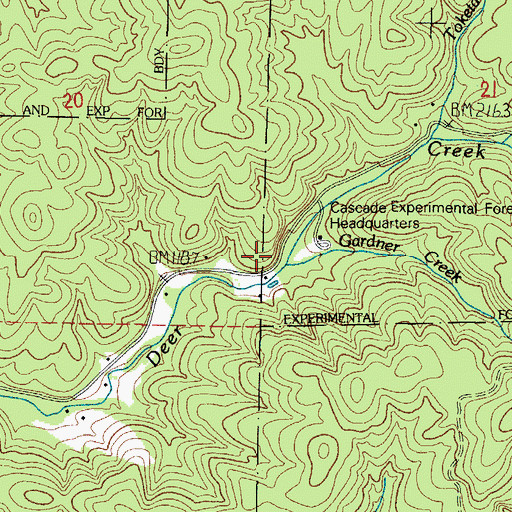 Topographic Map of Gardner Creek, OR