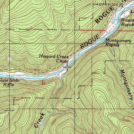 Topographic Map of Howard Creek Chute, OR