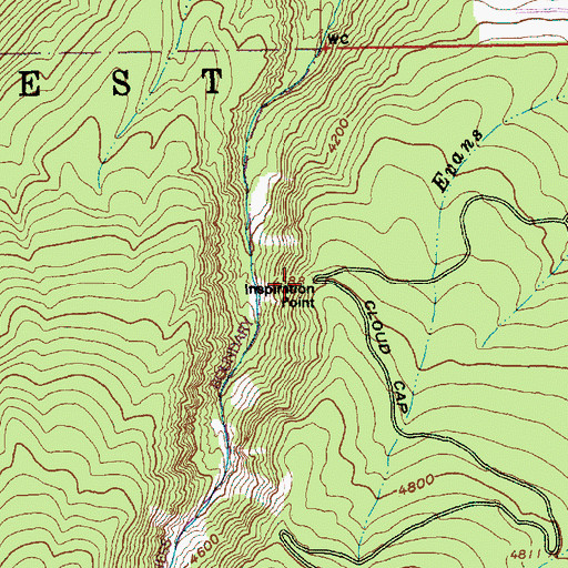 Topographic Map of Inspiration Point, OR