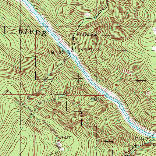 Topographic Map of Kelsey Falls (historical), OR