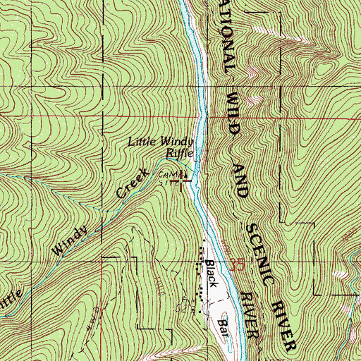 Topographic Map of Little Windy Riffle, OR