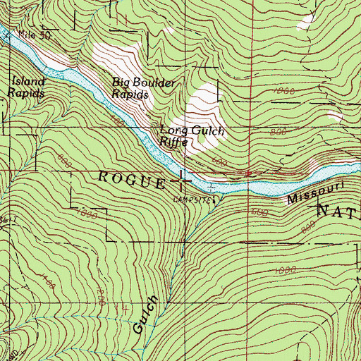 Topographic Map of Long Gulch Riffle, OR