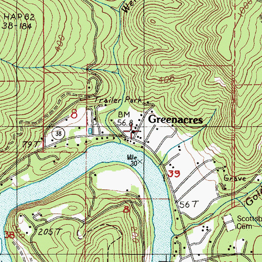 Topographic Map of Green Acres, OR
