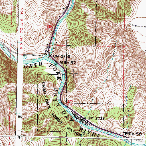 Topographic Map of Lonoley, OR