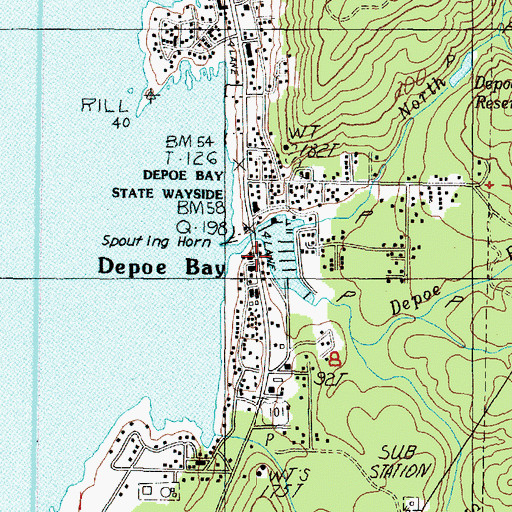 Topographic Map of Depoe Bay, OR