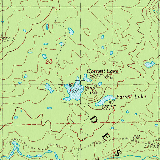 Topographic Map of Cornett Lake, OR