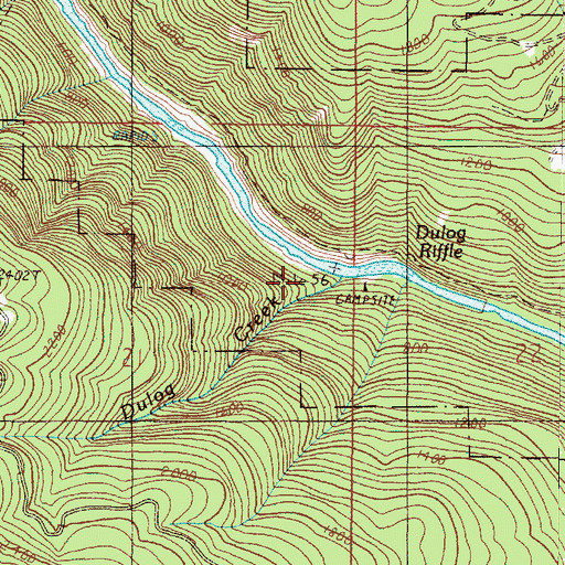Topographic Map of Dulog Creek, OR
