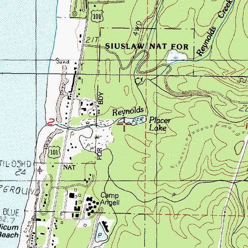 Topographic Map of Placer Lake, OR